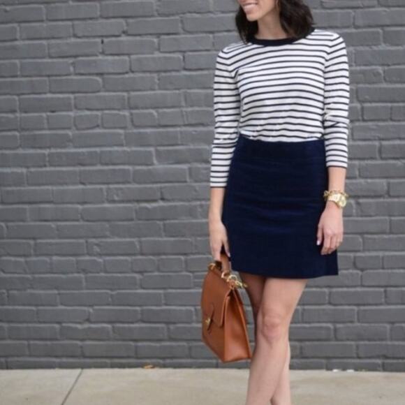 J. Crew Factory Dresses & Skirts - J. Crew Navy Stretch Classic Corduroy Skirt Size 4